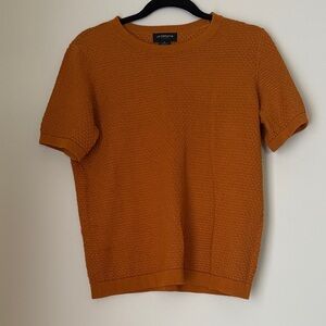 Liz Claiborne Women's Orange Patterned Crewneck Short Sleeve Knit Top Size S